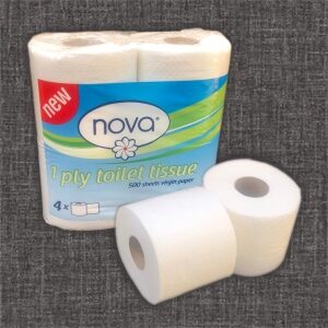 Single Ply 500 Sheet Virgin 4 Rolls